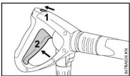 STIHL RE 282 Plus - Accionar la pistola de proyeccion - 1