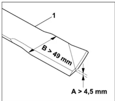 1 B > 49 mm A > 4,5 mm