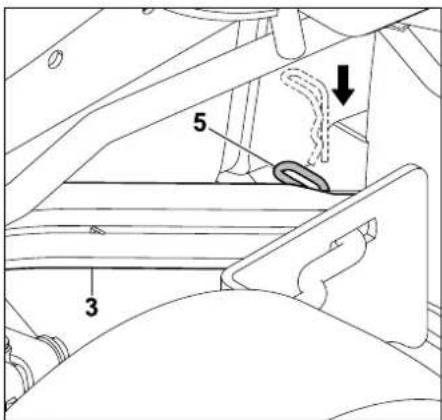 STIHL RT 4097 - Accrochage du plateau de coupe à l'avant : - 1