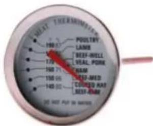 MILKAT THERMOMETER 100.03 Poultry LANB BEER-WELL 170 WEAL FORNE 160 71 HAM 150 65 BEER-MED 140 82 COULDING RAP BEET-RAW 30 METS PAY IN MATURES