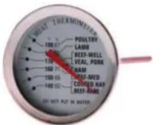 WALY THERMOMETER Poultry LAMB BEET-WELL VEAL, PORK HAM SWEET-MED COULD HAP BEET-MARE 200 NOT PUT IN WATER