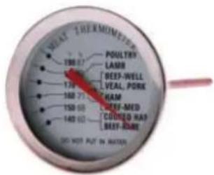 NOAL THERMOMETER POULTRY LASSB BEEF-WELL VEAL, PORK HAM BEST-MED COOKING HAP BEET-ONE 300 MOS PUT IN WATER