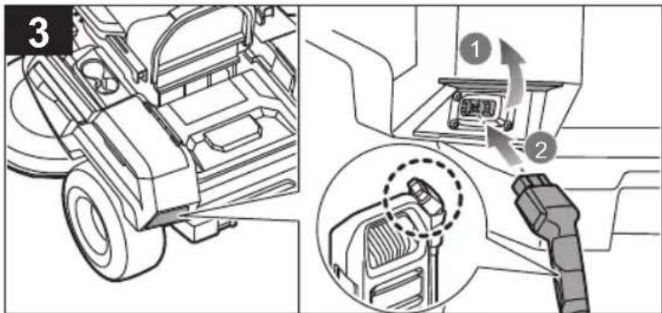 Technical diagram showing engine compartment components with numbered annotations and a close-up of the internal structure.