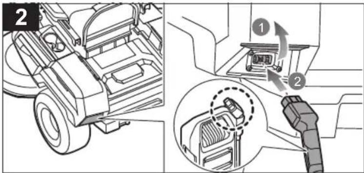 Technical diagram showing engine compartment components with numbered annotations and a close-up of the internal structure.