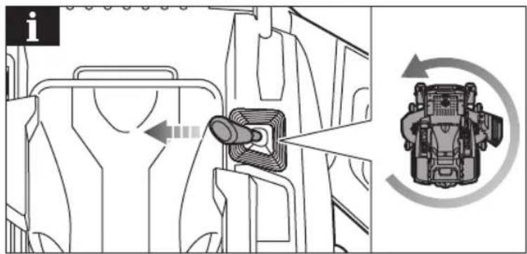 Technical diagram showing mechanical assembly with labeled component and circular motion indicator