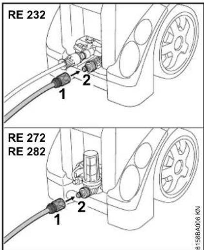 STIHL RE 272 Plus - Establecer la alimentación de agua - 1