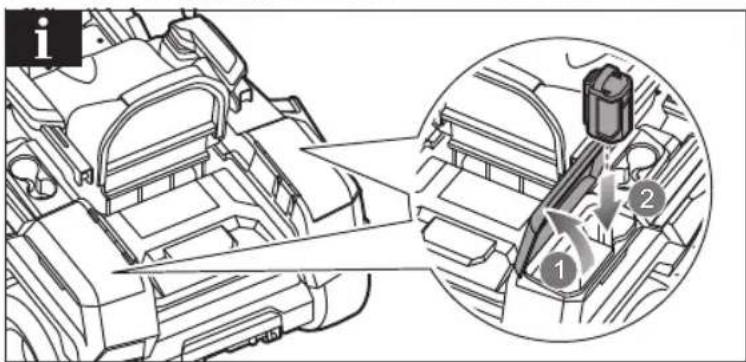 Technical diagram showing a vehicle interior with labeled components and directional arrows indicating movement or flow.