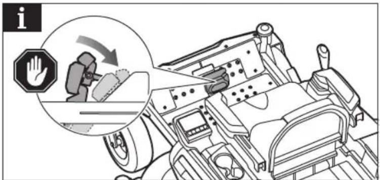 Diagram illustrating vehicle safety warning with hand icon and warning sign, showing hazard and hazard symbol