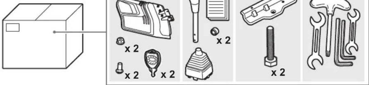 Diagram showing various mechanical parts with x2 labels, including a box and various tools and components.