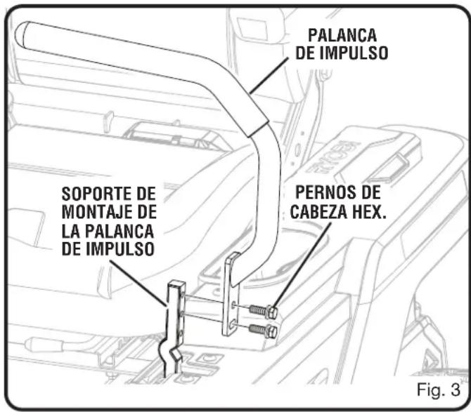 PALANCA DE IMPULSO SOPORTE DE MONTAJE DE LA PALANCA DE IMPULSO PERNOS DE Cabeza HEX. Fig. 3