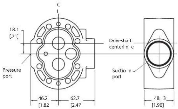 C L 18.1 [.71] Pressure port 46.2 [1.82] 62.7 [2.47] Driveshaft centerlin e Suction n port 48.3 [1.90]