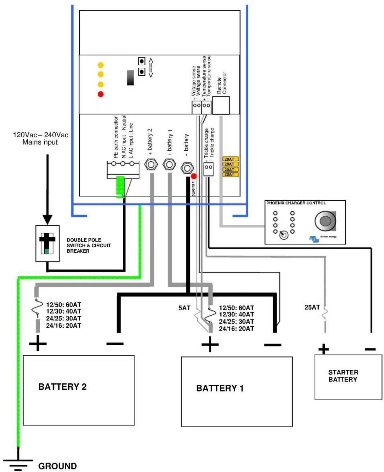 VICTRON ENERGY Phoenix Charger - Forbindelsesrækkefølge - 2