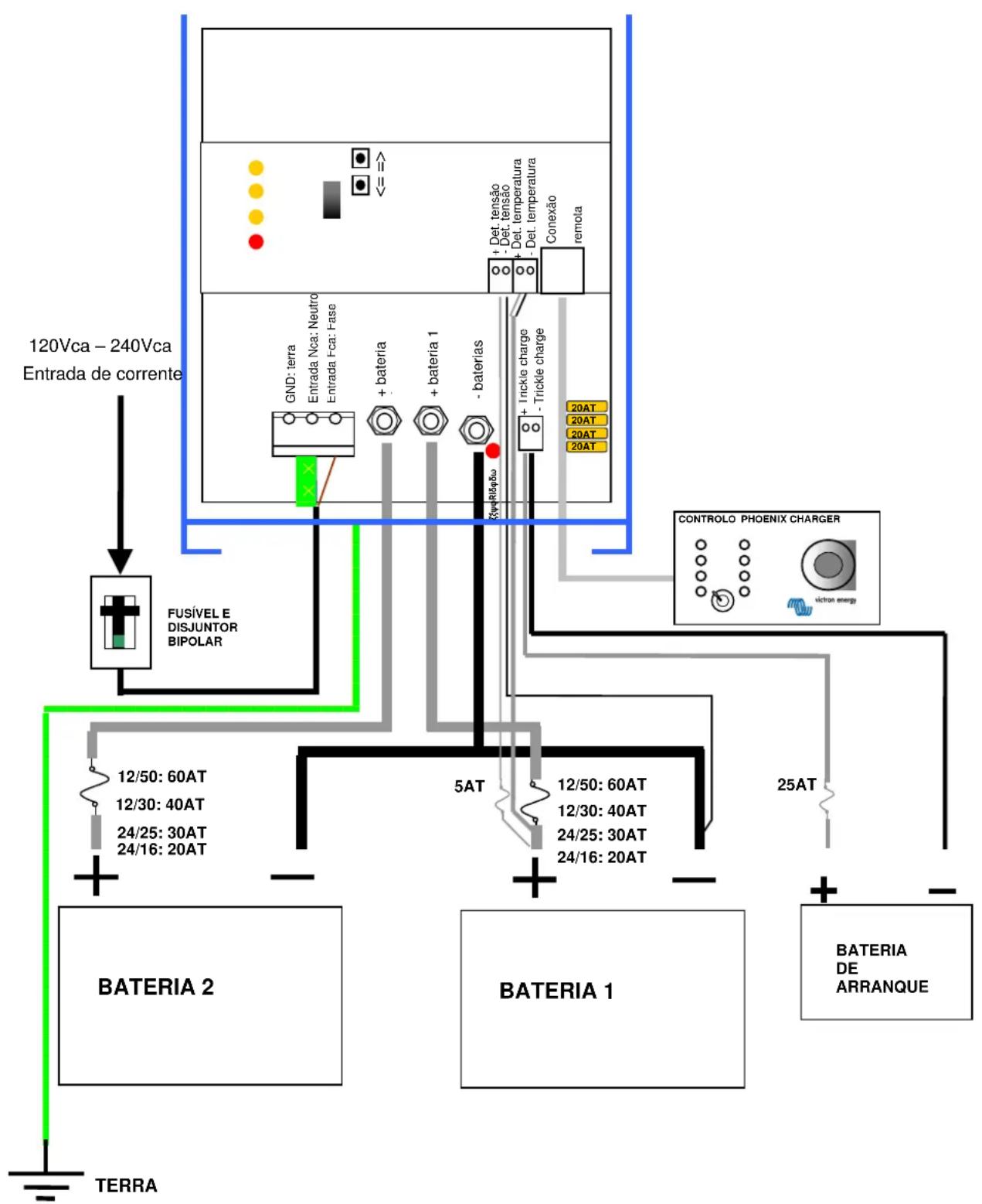 VICTRON ENERGY Phoenix Charger - Sequência de ligação - 2