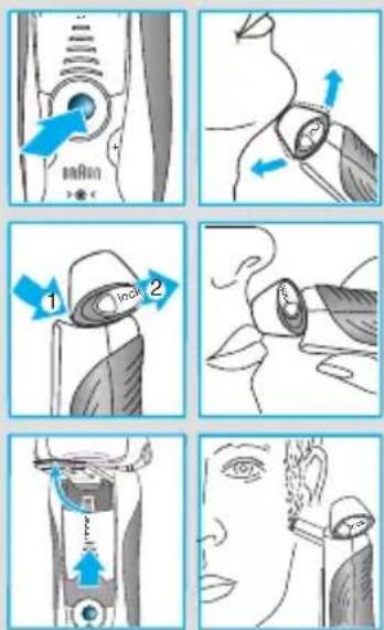 Illustration showing a hairdryer step with labeled instructions for opening and cutting the ear.