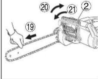 Diagram showing a chain being cut with numbered arrows indicating motion steps
