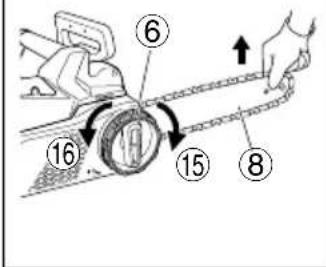 Diagram showing a mechanical assembly with numbered parts and directional arrows indicating motion or movement.