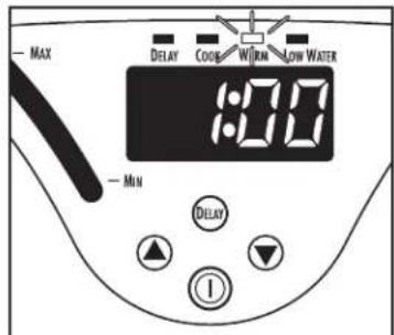 - MAX DELAY COOK WIRM LOW WATER 8:00 - MIN DELAY 1