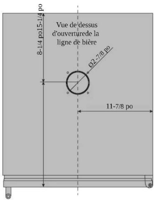 8-1/4 po15-1/4 po Vue de dessus d'ouverturede la ligne de bière Ø2-7/8 po 11-7/8 po