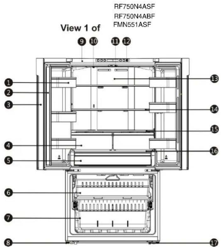 View 1 of RF750N4ASF RF750N4ABF FMN551ASF ⑨ ⑩ ⑪ ⑫ ① ② ③ ④ ⑤ ⑥ ⑦ ⑧ ⑬ ⑭ ⑮ ⑯ ⑰ ⑱ ⑲ ⑳