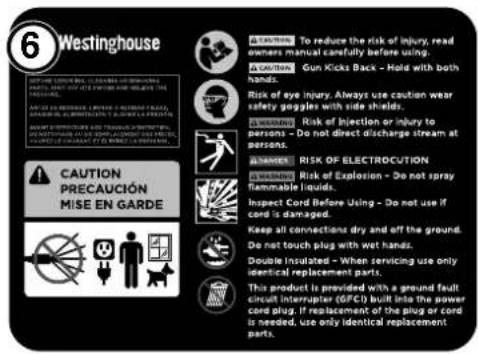 WESTINGHOUSE WPX2700e - SAFETY LABELS AND DECALS - 2