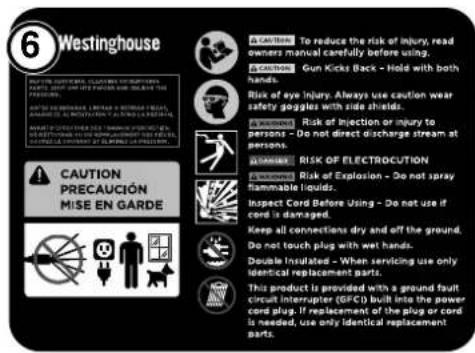 WESTINGHOUSE WPX2700e - Étiquettes et autocollants de sécurité - 2