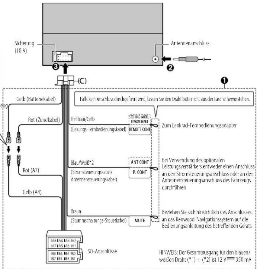 KENWOOD DPX5200BT - Anschluss des ISO-Anschlusses an manche VW/Audi oder Opel (Vauxhall) Automobile - 2