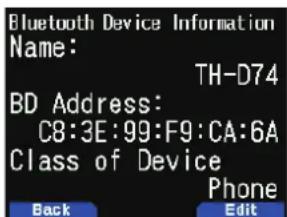 KENWOOD THD74A - Pour modifier le nom du périphérique - 1