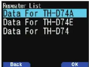 KENWOOD THD74A - Importer les données de la liste de répéteur - 2