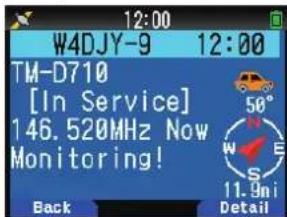 KENWOOD THD74A - Configuration de la communication de données APRS sur ON - 1