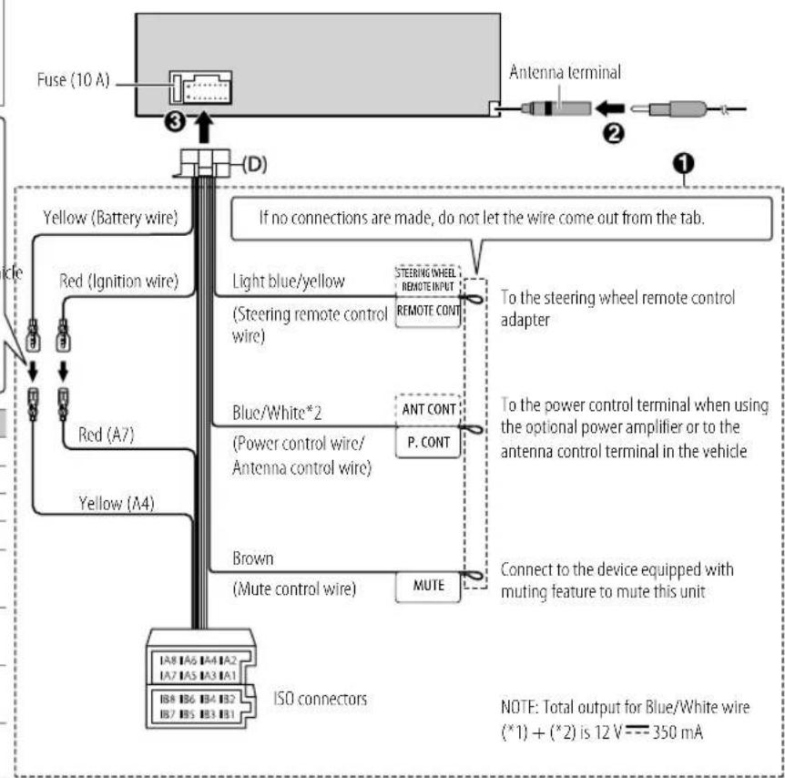 KENWOOD KMMBT508DAB - Connecting the ISO connectors on some VW/Audi or Opel (Vauxhall) automobiles - 2