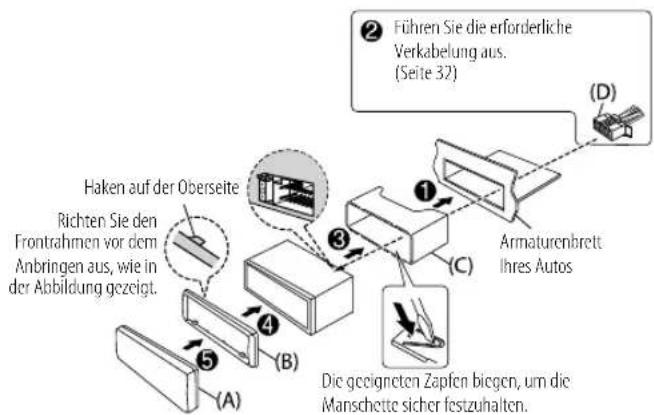 KENWOOD KMMBT508DAB - Einbau der Einheit (Einbau im Armaturenbrett) - 2