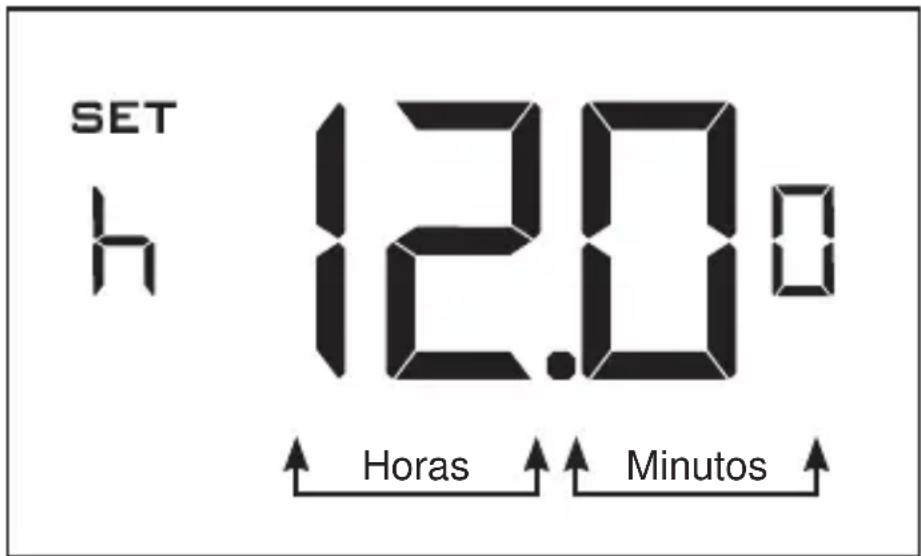SET h 12.0° → Horas ↑ Minutos ↑