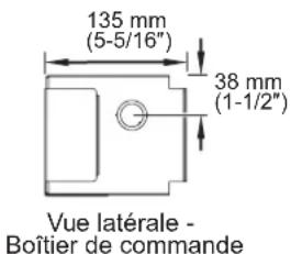 135 mm (5-5/16") 38 mm (1-1/2") Vue latérale - Boîtier de commande
