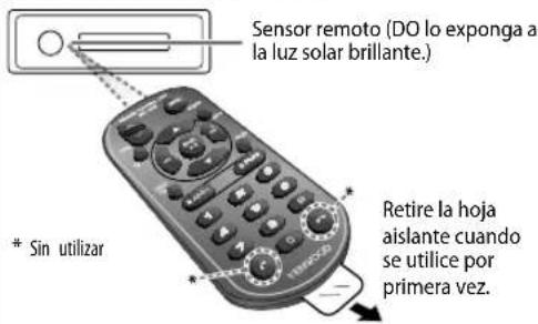 Sensor remoto (DO lo exponga a la luz solar brillante.) * Sin utilizar Retire la hoja aislante cuando se utilice por primera vez.