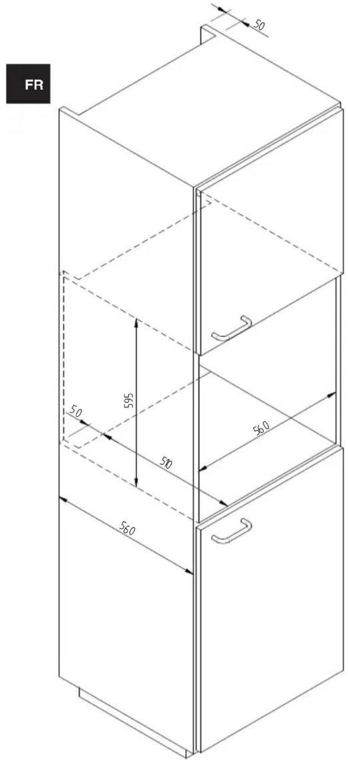Fulgor Milano FUD 150 MBK - SCHÉMA DIMENSIONNEL DU TIROIR 145 ENCASTRABLE 560 X 595 AVEC TV DE 451 - 1