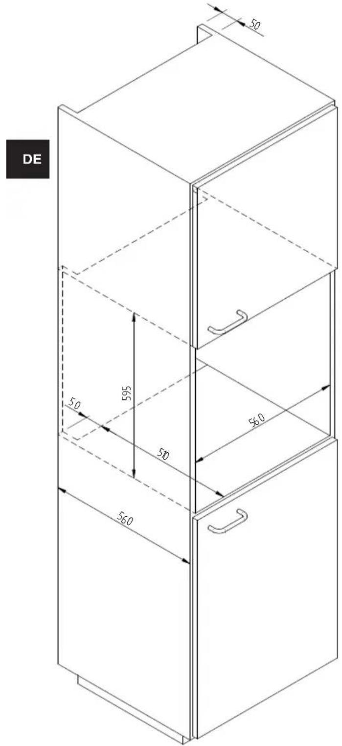 Fulgor Milano FUD 150 MBK - MASSBILD EINSCHUB 145 EINBAUMASSE 560 X 595 MIT TV 451 - 1