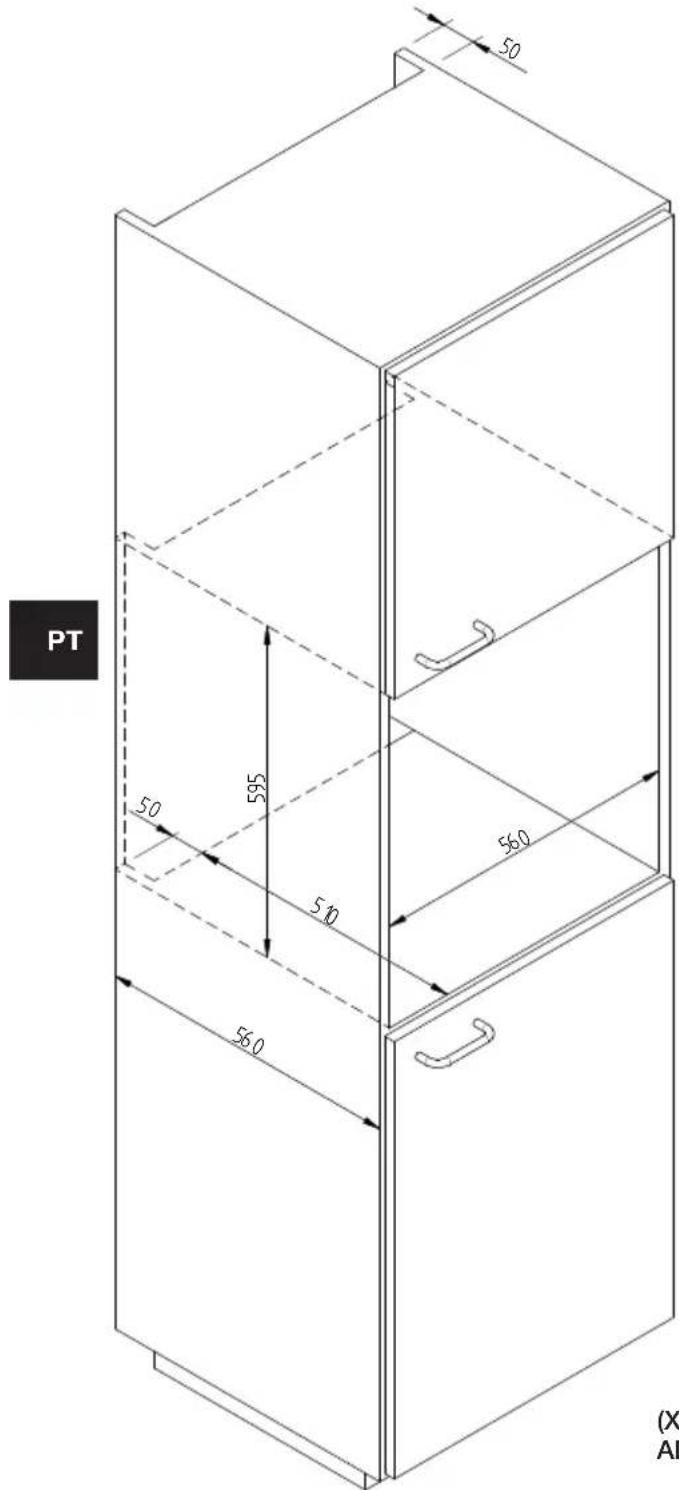 Fulgor Milano FUD 150 MBK - ESQUEMA DAS DIMENSÕES DA GAVETA 145 DE ENCASTRE 560 X 595 COM ADEGA DE 455 - 1