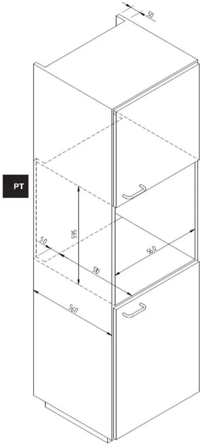 Fulgor Milano FUD 150 MBK - ESQUEMA DAS DIMENSÕES DA GAVETA 145 DE ENCASTRE 560 X 595 COM TV DE 451 - 1