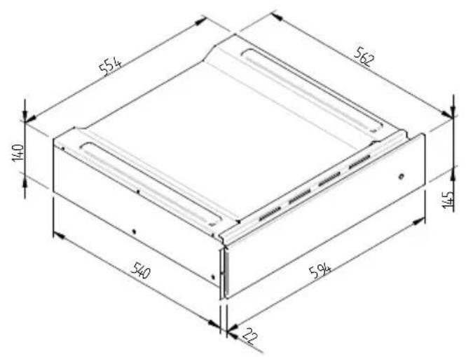 Fulgor Milano FUD 150 MBK - ESQUEMA DE DIMENSÃO DO AQUECEDOR DE LOUÇA A ENCASTRO 560 X 595 COM FORNO DE 450 - 3