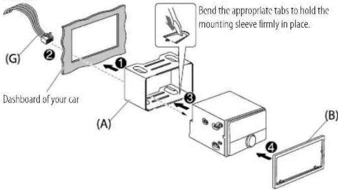 KENWOOD DPX524BT - Installing the unit (in-dash mounting) - 1