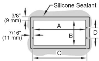Silicone Sealant 3/8" (9 mm) 7/16" (11 mm) A B C D
