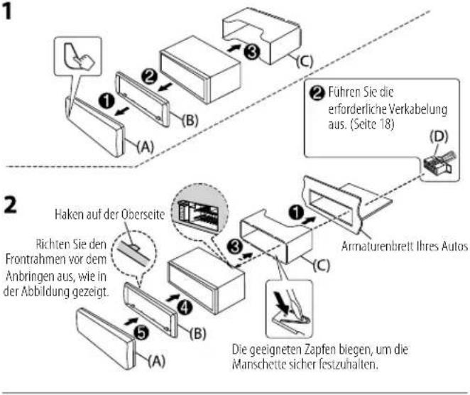 KENWOOD KMM105 - Einbau der Einheit (Einbau im Armaturenbrett) Anschließen der externen Komponenten - 1