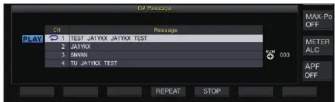KENWOOD TS890S - Appuyez sur F2 [CH 1] à F5 [CH 4] ou F2 [CH 5] à F5 [CH 8] pour sélectionner un Message CW. - 1
