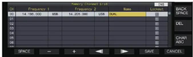 KENWOOD TS890S - Enregistrement d'un nom de canal de mémoire - 1