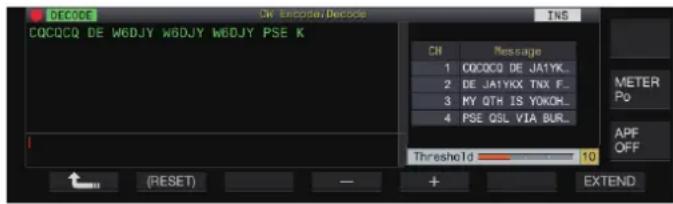KENWOOD TS890S - Appuyez sur F6 [THLD] dans l'écran de communication CW pour basculer vers le mode de configuration du niveau de seuil. - 1