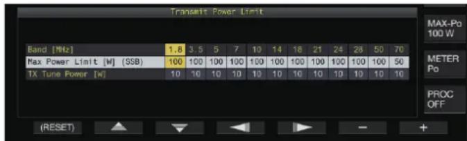 KENWOOD TS890S - Appuyez et maintenez enforcé F [MAX-Po] pour afficher l'écran du limiteur de puissance de sortie TX. - 1