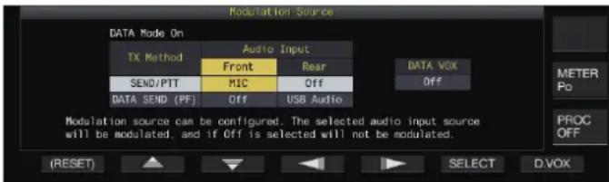 KENWOOD TS890S - Appuyez et maintenez enforcé [DATA] pour afficher l'écran de saisie de la source audio. - 1