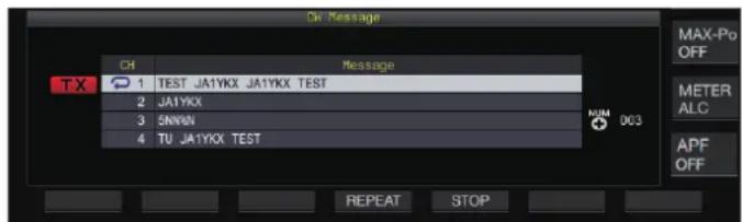 KENWOOD TS890S - Appuyez sur F2 [CH 1] à F5 [CH 4] ou F2 [CH 5] à F5 [CH 8] pour sélectionner un Message CW. - 2