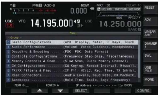KENWOOD TS890S - Appuyez sur [MENU] pour afficher l'écran du menu. - 1