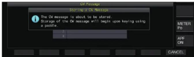 KENWOOD TS890S - Appuyez et maintenez enforcé F2 [CH 1] à F5 [CH 4] ou F2 [CH 5] à F5 [CH 8] pour sélectionner le canal dans lequel enregistrer le message CW. - 1